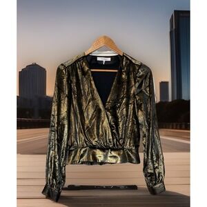 Frame Blouse Women S Metallic Gold Long Sleeve Party Formal Holidays LWSH1163